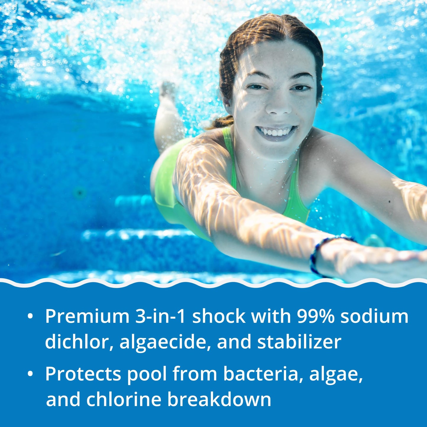 In The Swim Premium 3-in-1 Pool Shock - Di-Zap Contains Dichlor, Algaecide, and Stabilizer - 12 x 1 lb. Bags