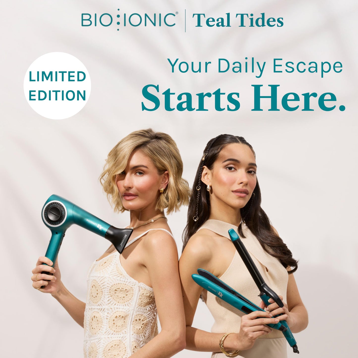 Bio Ionic Long Barrel Styler, 1" Curling Iron with Moisture Heat Technology & NanoIonic MX, Verstatile Curling Wand with Longer Barrel for Large Sized Soft Curls & Waves, Limited Edition Teal Tides