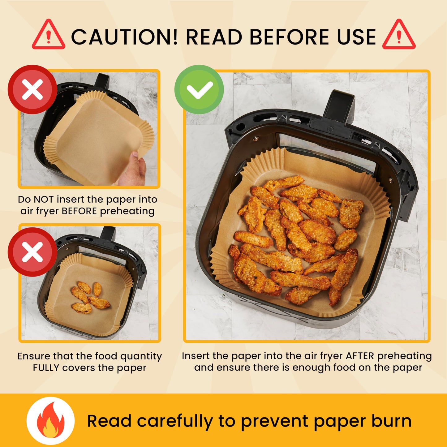 250 pcs Air Fryer Liners, Disposable Airfryer Paper Liners – Non-Stick and Oil Proof for Easy Cleanup, Great for Oven, Pans & Baking – 8” Square for 5-8 qt Basket by Baker's Signature