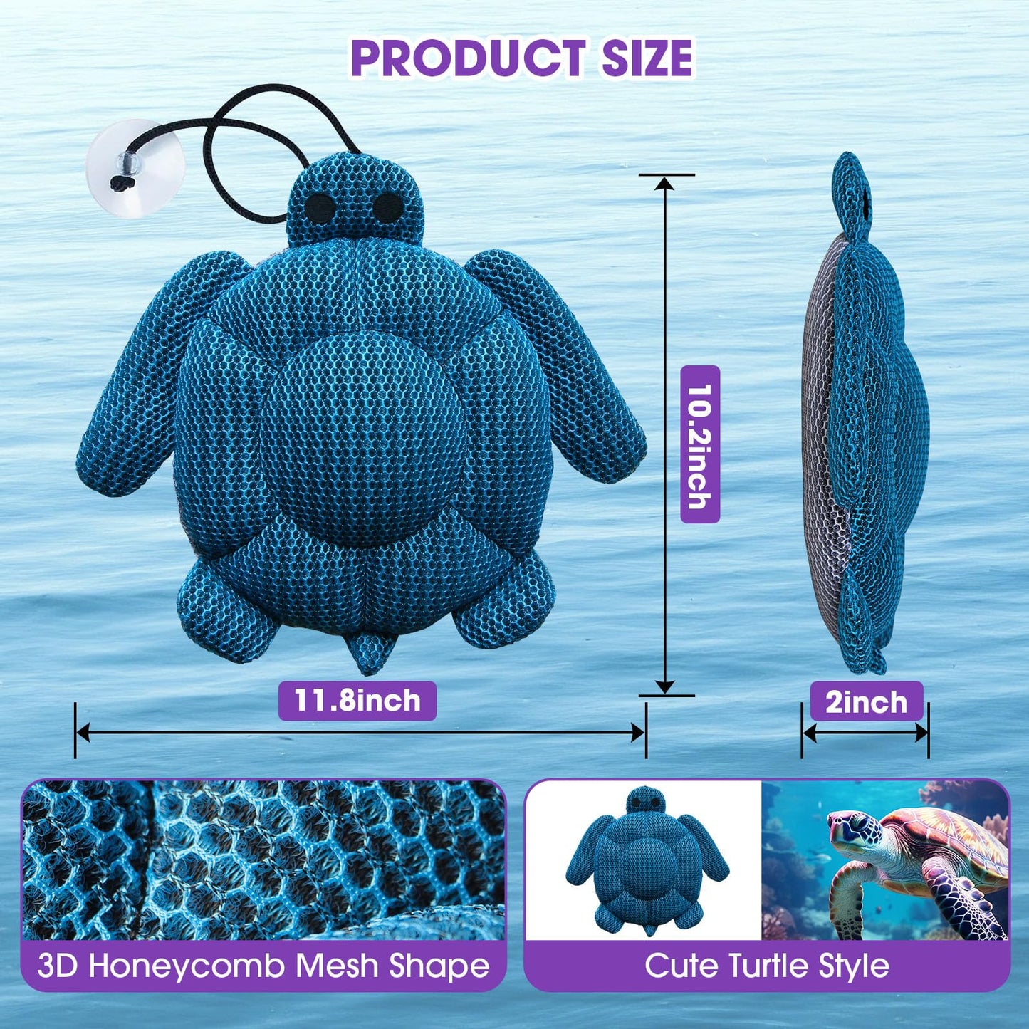 MAXDORIA Hot Tub Scum Absorber, 2 Pack Hot Tub Accessories for Adults, Turtle Hot Tub Sponge Scum Cleaner Gifts for Spa, Reusable Oil Absorbing Scumbug Remover Keeps Water Clean