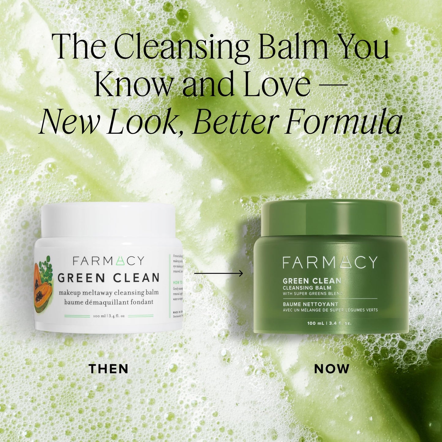 Farmacy Makeup Remover Cleansing Balm - Green Clean Waterproof Makeup Remover Balm + Oil Cleanser for Face - Gently Melts Make Up + SPF - Hydrates + Softens Skin with Super Greens + Papaya (100ml)