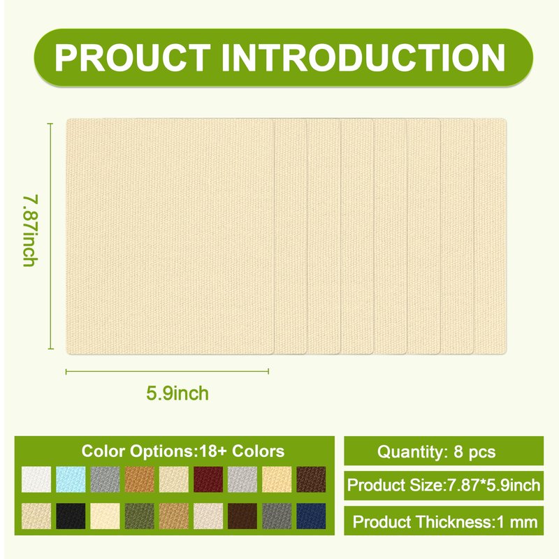 Besezx Canvas Repair Patch,Outdoor Gear Patch, 7.87x5.9 Inches 8PCS,Waterproof Self-Adhesive Fabric Repair Tape for Repairing Boat Covers,Sun Shades,Sofas,Tents,Lounge Chairs,Awnings (Beige)