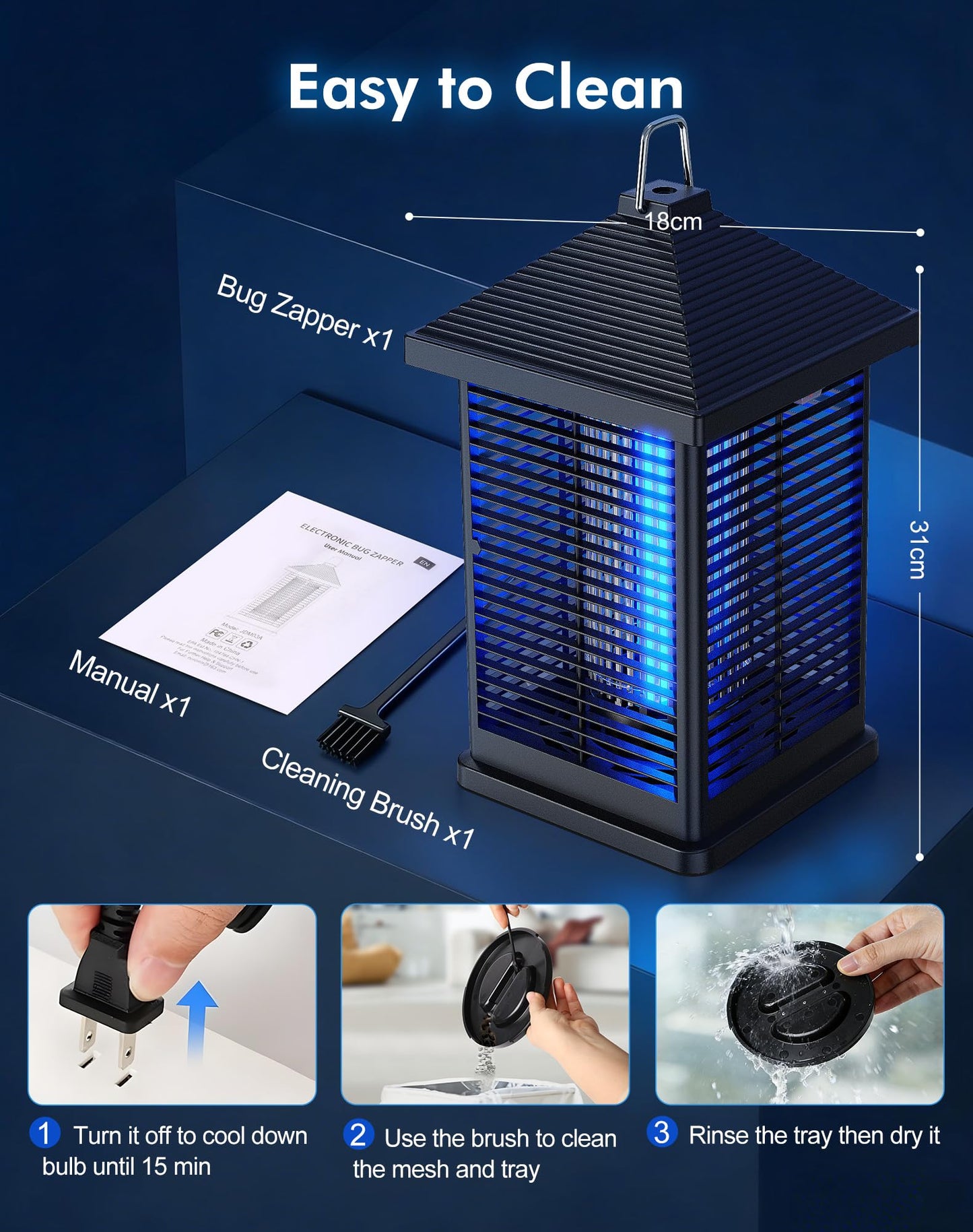 REOGLE Bug Zapper Indoor & Outdoor with Auto Smart Light Sensor, 4000V Electric Mosquito Zapper, Insect Fly Trapper, Covers 2100 sq ft, IPX4 Waterproof Mosquito Lamp for Patio, Garage, Backyard, Porch