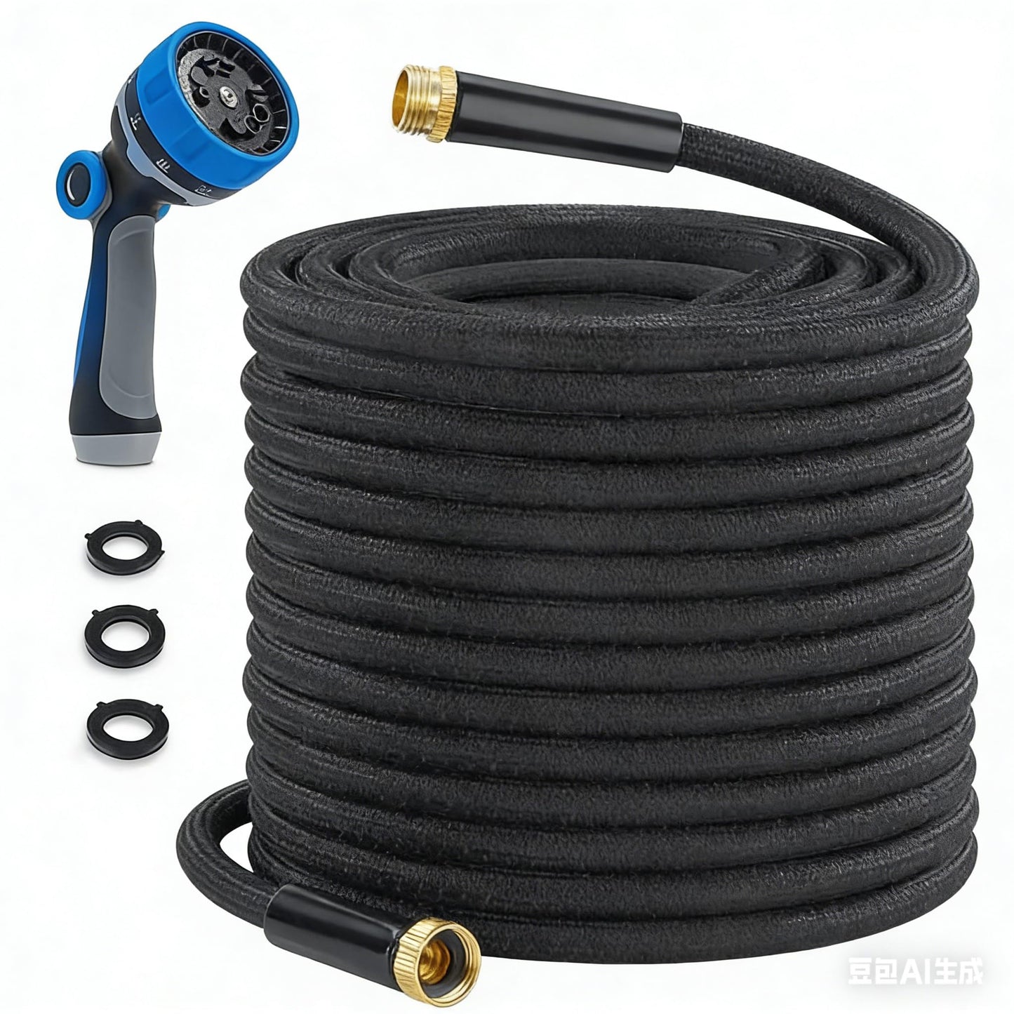 25FT Lightweight Garden Hose, Flexible PVC with Anti-Leak Metal Fittings, Kink-Resistant for Garden, Lawn, Car Wash, Patio Cleaning