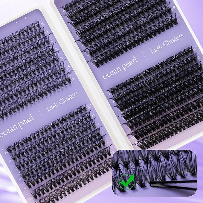Lash Clusters Kit 560 Pcs 30D/40D/60D/80D Lashes Clusters Thick Volume Eyelash Extensions 10-18mm Individual Lahses Thin Band Cluster Lashes with Bond and Seal False Eyelashes Extensions Kit-30-80D