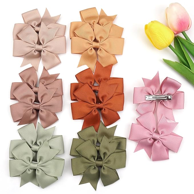 CÉLLOT 40PCS 3 Inch Boutique Grosgrain Ribbon Pinwheel Hair Bows Alligator Clips for Baby Girls Toddlers Accessories Teens In Pairs(Pastel Colors)