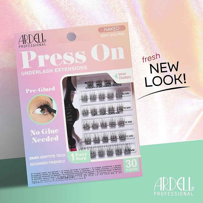 Ardell Naked Press On Lashes Pre-Glued Eyelash Clusters Extensions - Self Adhesive Eyelashes,Soft Volume,No Glue Needed Lash Clusters,(Pack of 2)