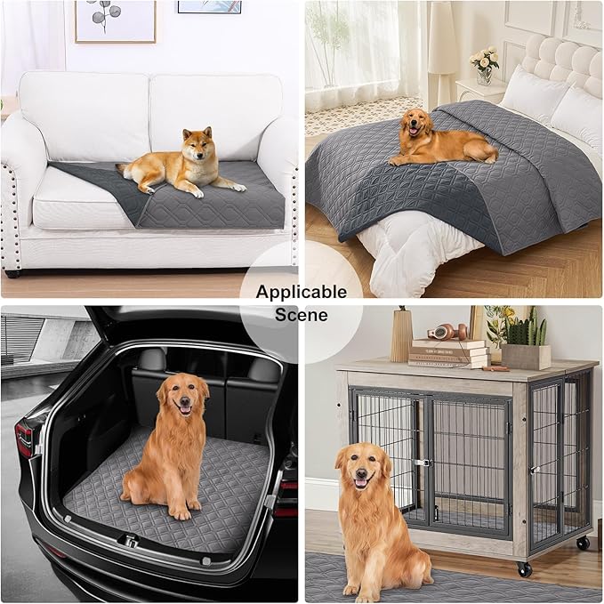 Smiry Reversible Waterproof Couch Covers for Sofa, Washable Dogs Pet Couch Covers for 3 Cushion Sofa Pet Friendly, Water Resistant Furniture Protector Slipcover, Geometric (82"x120", Grey/Dark Grey)