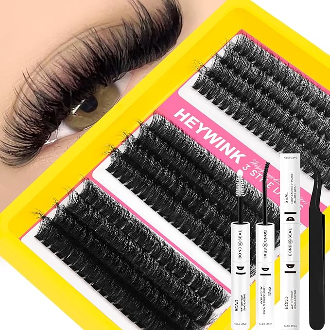 Lash Clusters Kit 60D 80D 100D Thick Cluster Eyelash Extensions 12-18mm Lash Clusters Individual Lash Extensions DIY Clusters Lashes Extension at Home (60D+80D+100D 12-18MM Kit)