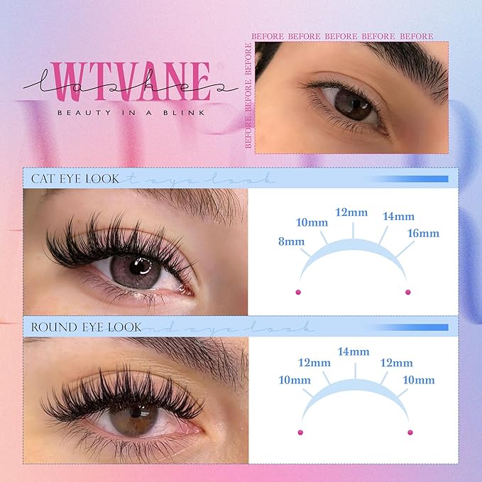 Fairy Lash Clusters Kit Wispy Eyelash Clusters DIY 8-16mm Manga Lash Clusters Eyelash Extension Kit 192pcs Individual Lashes Natural Lash Extension Kit with Lash Bond and Seal, Lash Tweezers by Wtvane