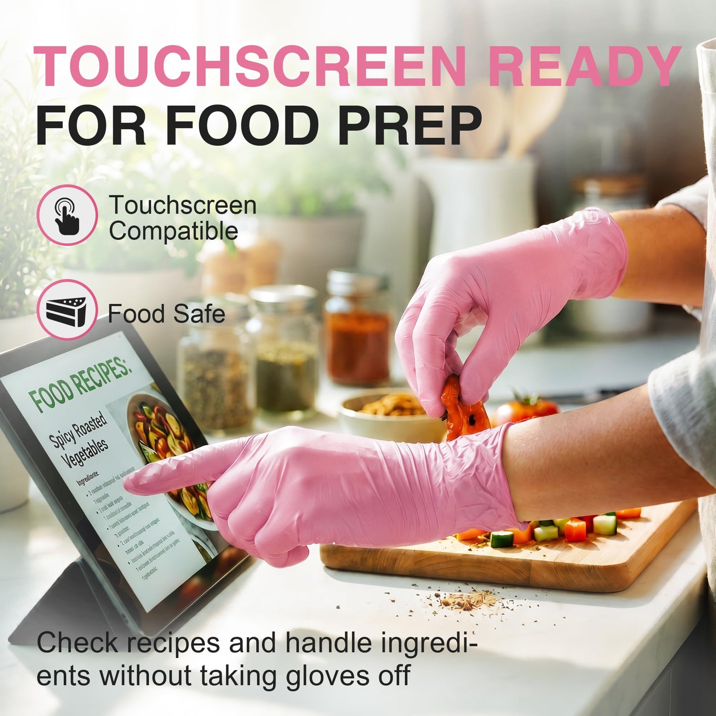 Schneider Medical Nitrile Exam Gloves, 4-mil Medical Gloves Disposable Latex Free, Powder Free, Food Safe Glove for Cooking, Cleaning, Examination, Cherry Blossom, Medium, 100-ct Box