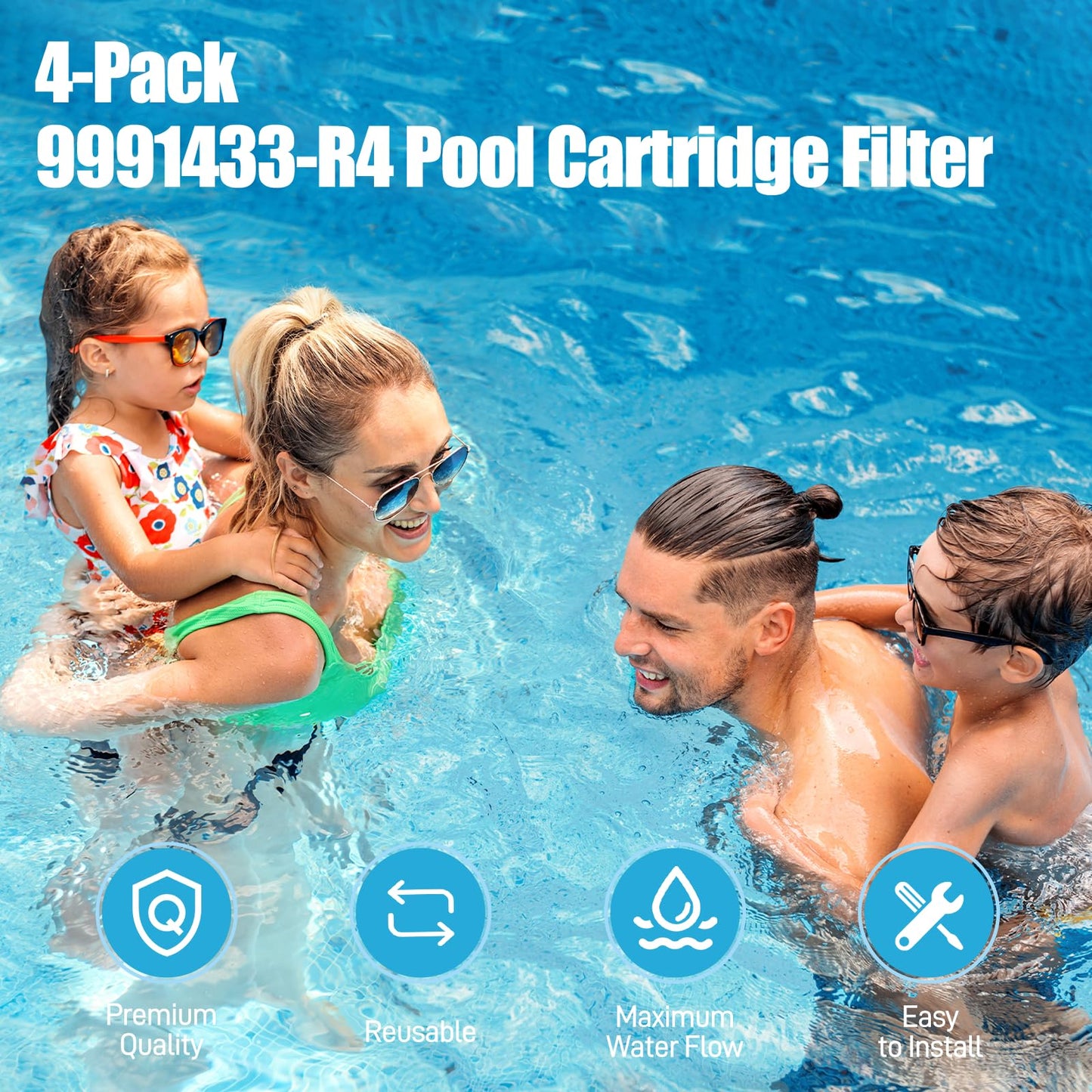 Funmit Ultra Fine Cartridge Filter Replacement for Dolphin Nautilus CC Plus, M200 / M400 / M500 Robotic Pool Cleaner Parts, Replaces Part # 9991432-R4, 4 Pack