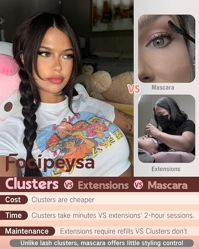 Fluffy Lash Clusters Wispy Eyelash Clusters Natural Lash Clusters Volume DIY Eyelash Extensions 12-18mm with Bottom Lashes Soft Thin Band Individual Lashes for Dramatic Look by Focipeysa Lashes
