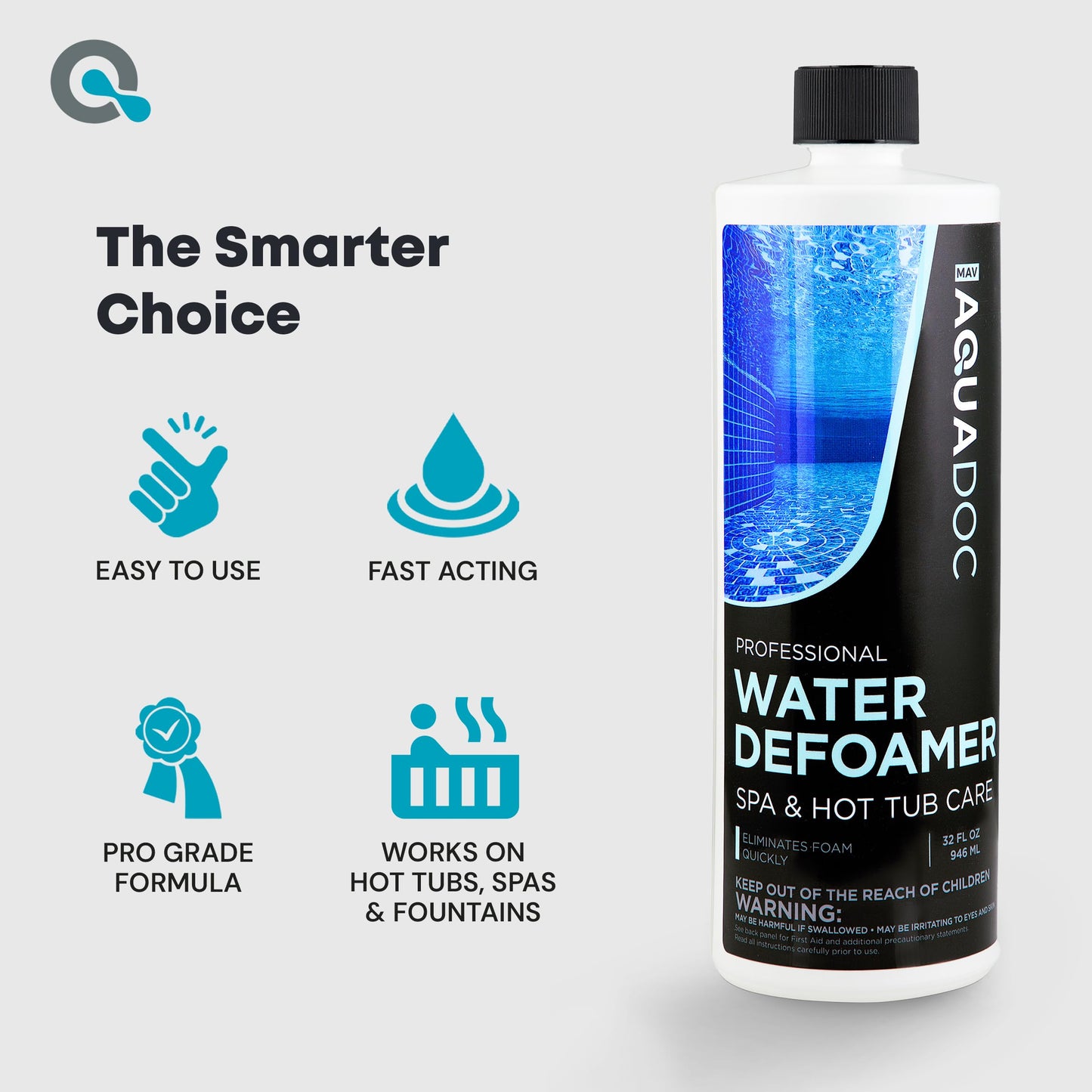 Hot Tub Defoamer - Spa Defoamer for Hot Tub Owners 32oz, Spa Anti Foam to Keep Foam Down, Hot Tub Chemicals Made in USA - AquaDoc