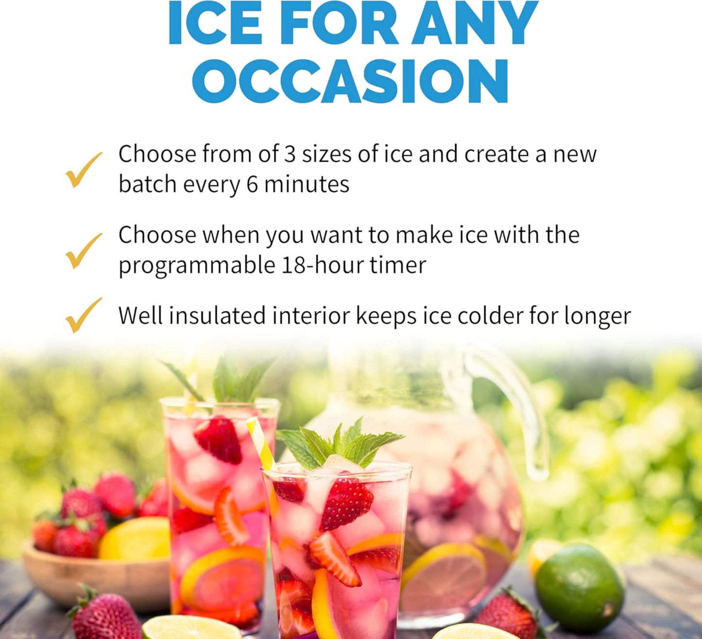 NewAir 50 lb. Countertop Ice Maker | Portable Bullet Ice Machine | 12 Cubes in 7 Minutes, 3 Ice Sizes | Stainless Steel, Self-Cleaning, BPA-Free