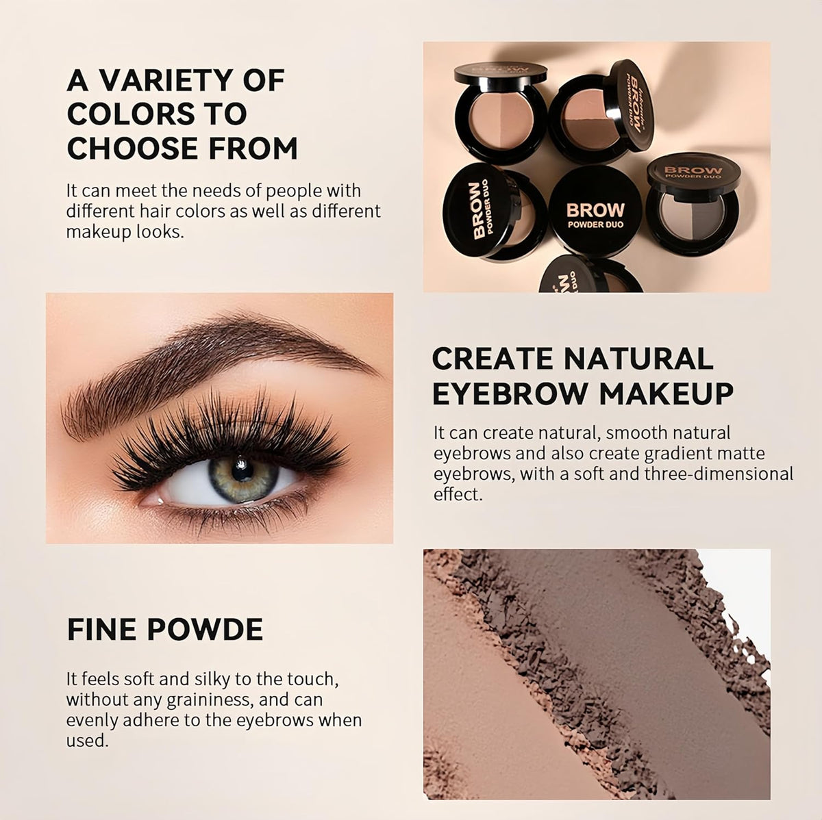 MAEPEOR Brow Powder Duo 6 Colors Natural Smooth Eyebrow Powder Professional Brow Contour Palette for Filler Defined & Sculpt (03 Gentle Taupe)
