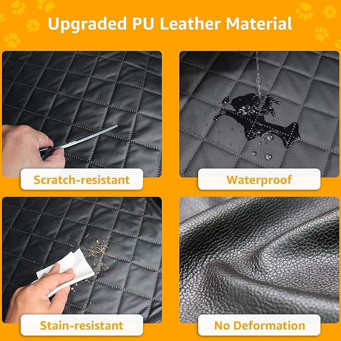 PETICON Waterproof Scratchproof Pet Bench Seat Covers for Cars, Trucks, SUVs, Nonslip Durable Back Seat Cover for Dogs, Washable Backseat Protection, Gray