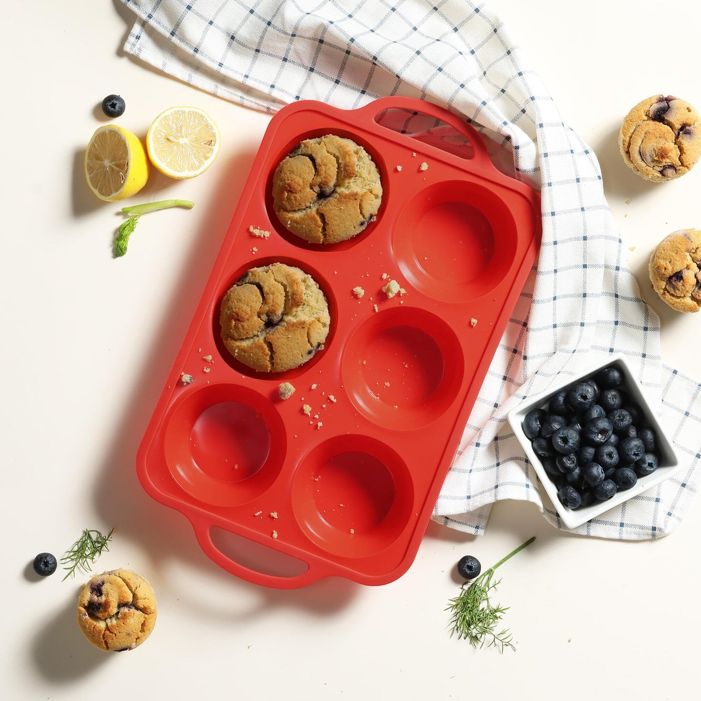 2 Packs 6 Cups Silicone Muffin Pan with Metal Reinforced Frame Jumbo Size Cupcake Pan Tray Egg Bites Cookie Molds Muffin Tin Tart Pans Moldes De Silicona Para Gelatina Hornear Flan Chocoflan