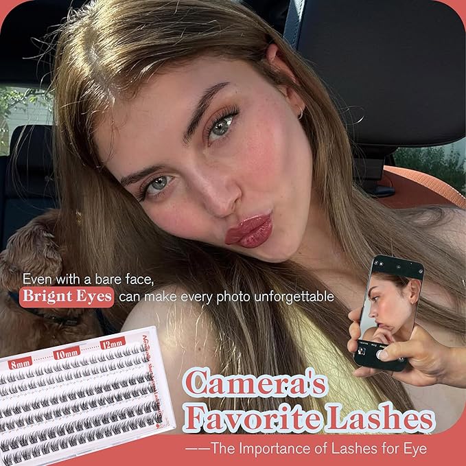 Short Lash Clusters 8-12MM Natural Eyelash Clusters C-curly Wispy Cluster Eyelash Extensions DIY Lash Extension Ultra Thin Lash BandC Cluster Lashes Individual Lashes for Beginners by Newcally