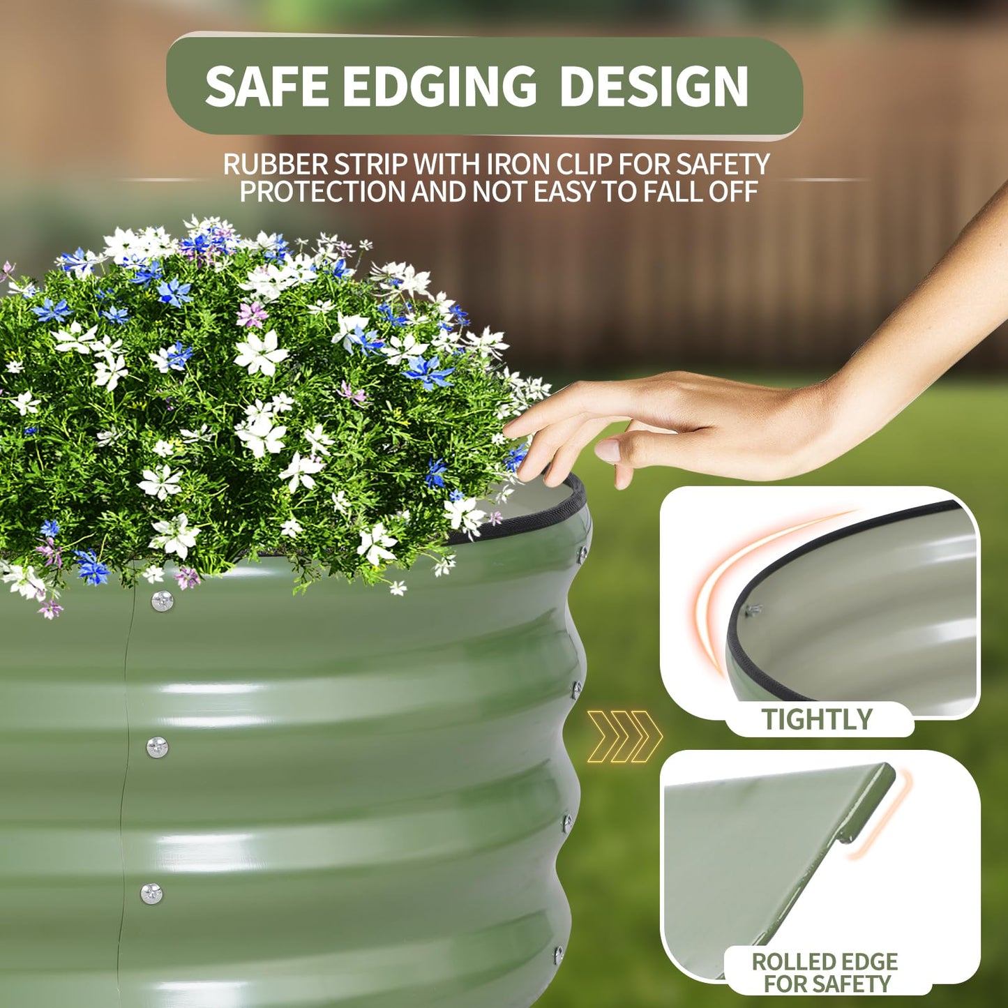 Permade Galvanized Raised Garden Bed Outdoor- Raised Beds for Gardening| Metal Planter Box, Steel Raised Garden Bed Kit with Safety Edging and Gloves for Vegetables, Flower, Herbs (4x2x1FT, Green)