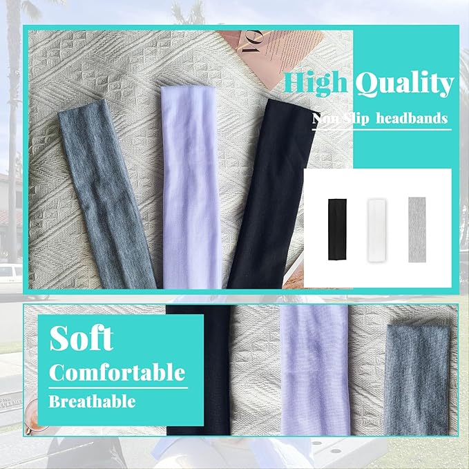 Headbands for Women Non Slip Head Bands for Women's Hair cute elastic womens headbands Soft Cotton Cloth Fashion floral headband for women for Daily Workout Sports Running Yoga