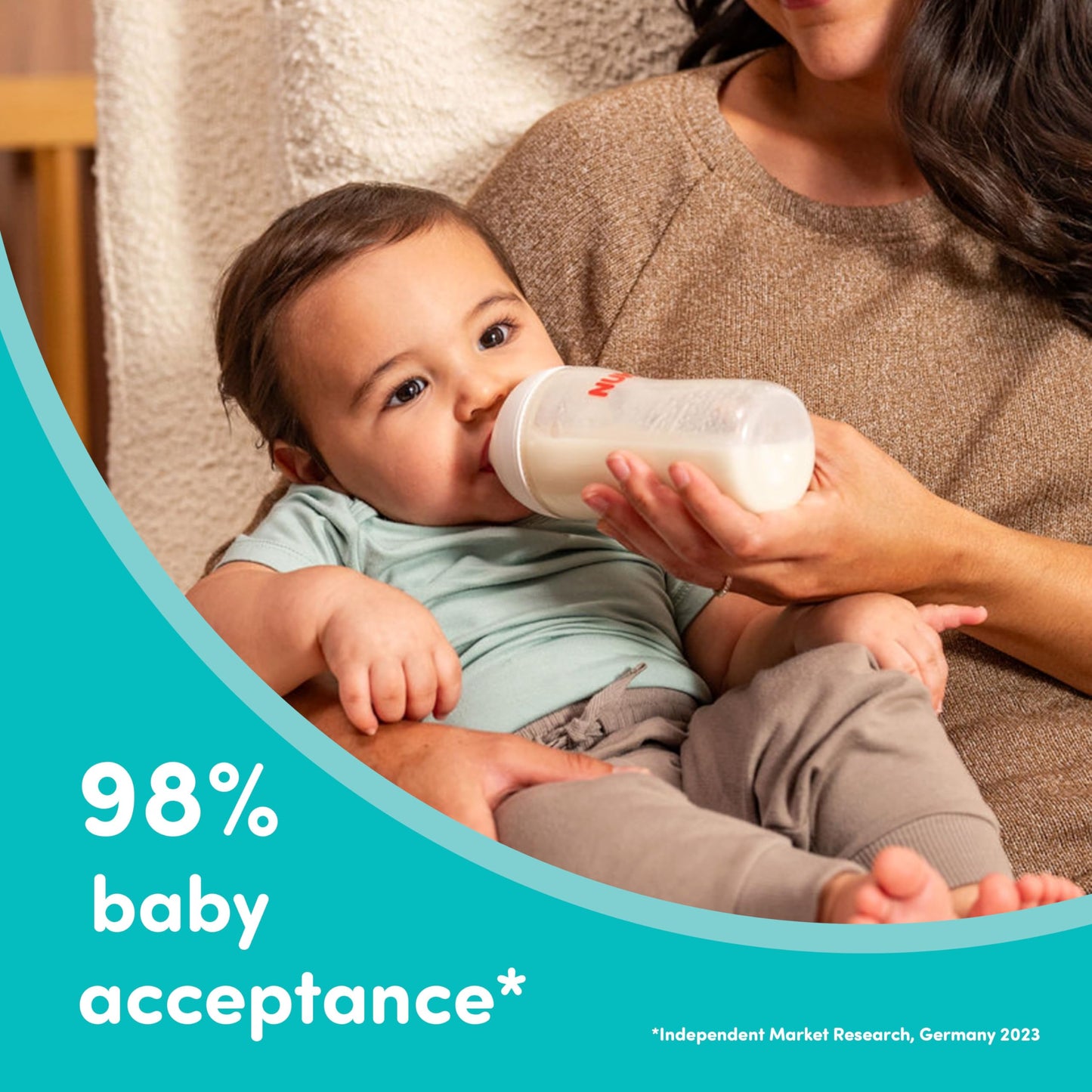 NUK Perfect Match 2-in-1 Natural and Anti-Colic Bottle with Medium Flow, Wide, Adaptable Nipple, 5oz., 4 Pack, BPA Free