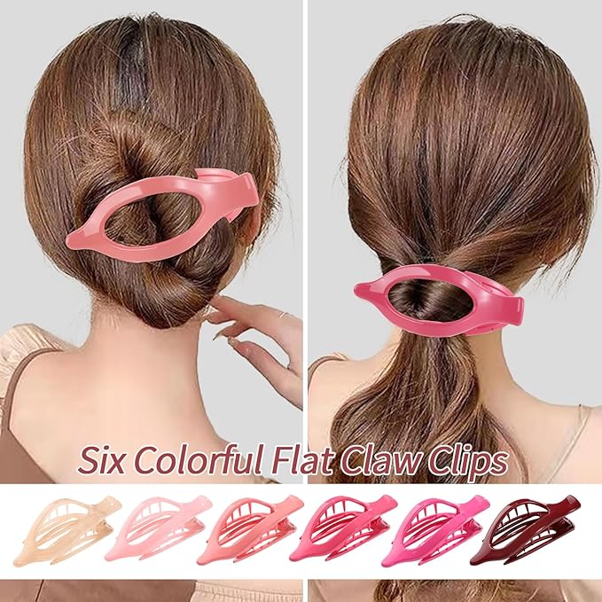 6 Packs Flat Hair Clips for Women, French Flat Claw Clips for Women Girls, Alligator Clips for Thick Thin Hair, Strong Hold Duck Billed Clips,4.7 Inches Hair Clips,Cherry Pink