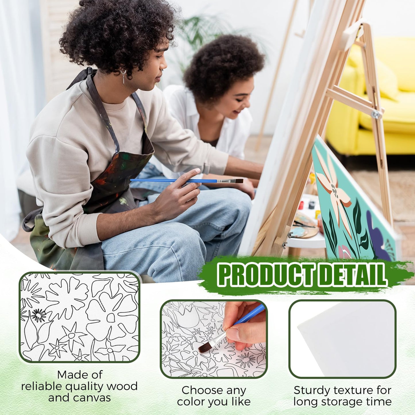Sherr 140 Pcs 20 Set Pre Drawn Canvas Kit for Painting Craft Sip and Paint Kit for Adults Pre Printed Canvas Painting Favor for Virtual DIY Birthday Gifts Adult's Date Party(Flower)
