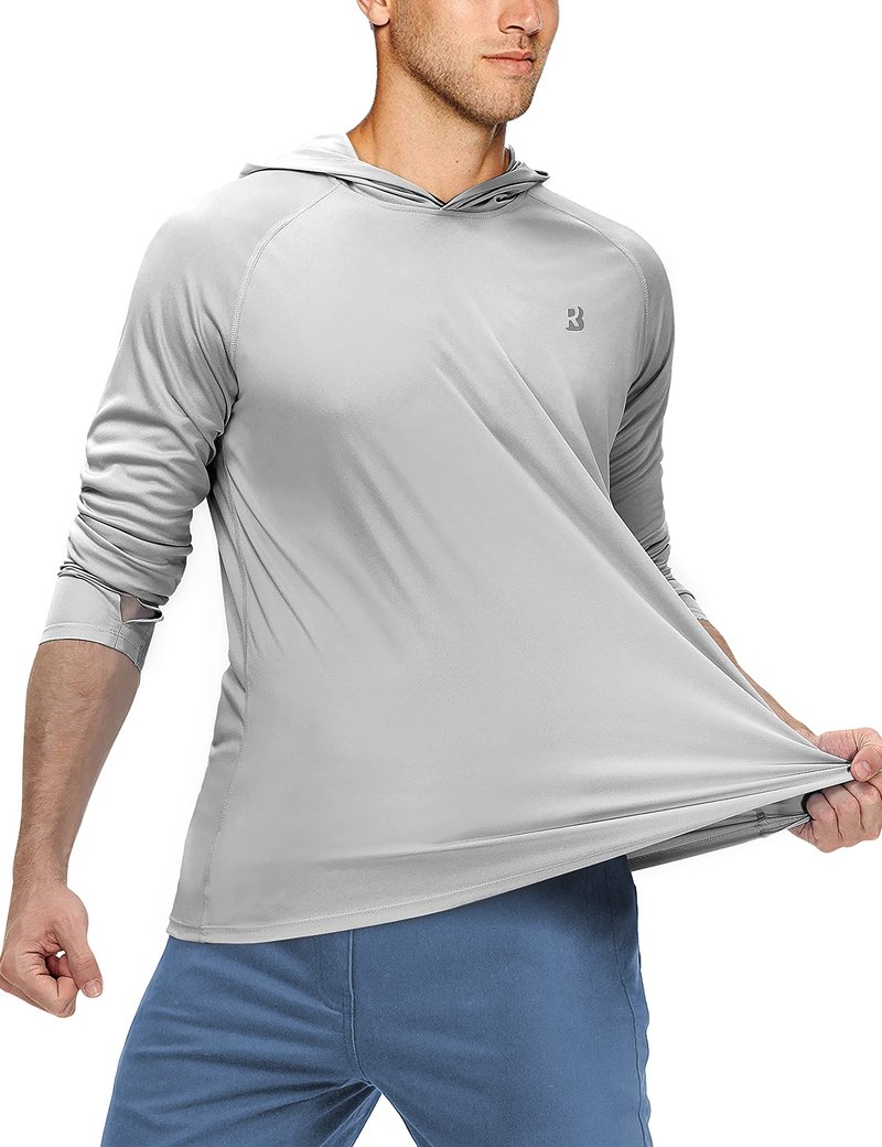 Roadbox UPF 50+ Fishing Shirts for Men, Long Sleeve UV Sun Protection Hoodie, Outdoor Hiking Running Swimming Rash Guard