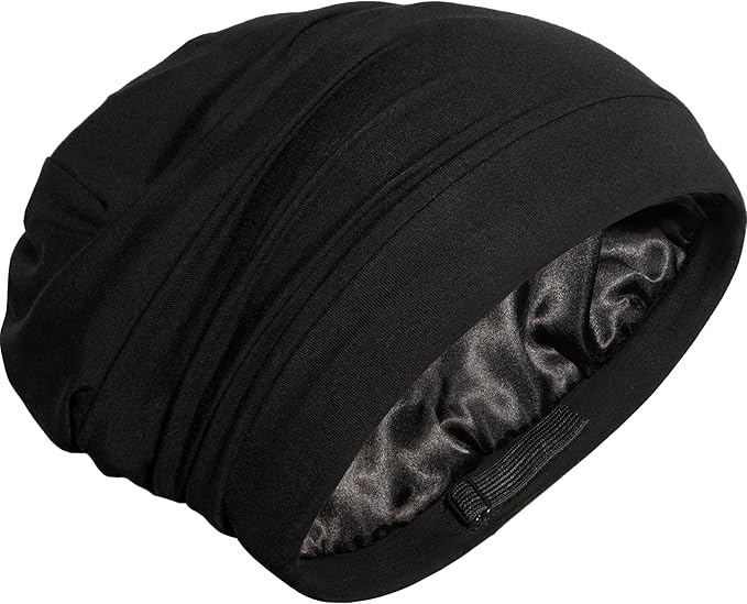 CAPLORD Satin Bonnet for Sleeping, Curly Hair Wrap Sleep for Men, Adjustable Silk Beanies for Women, Silk Hair Bonnet