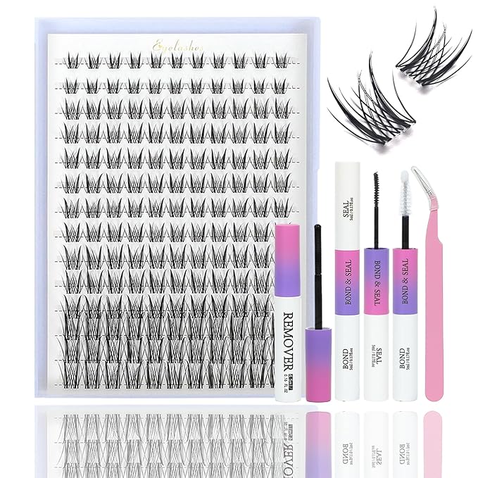 Lash Clusters Kit, 560 Pcs Eyelashes Clusters Kit 9-16mm Individual Lash Extension Kit D Curl Fluffy Wispy False Eyelashes (Lash Clusters Kit)