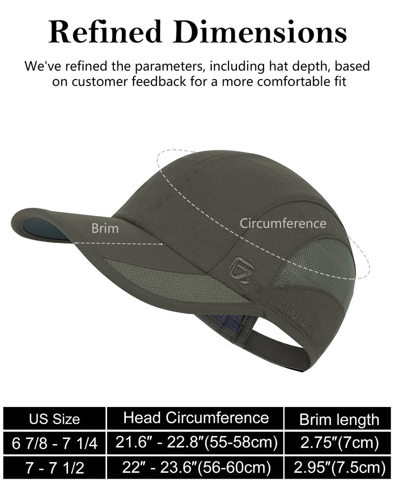 GADIEMKENSD Outdoor Running Hat Men's Dri Fit Cooling Sports Hats Quick Dry Golf Hats UPF50+ Baseball Cap Breathable Airy Mesh Dad Caps for Workout Camping Tennis Hiking Army Green M