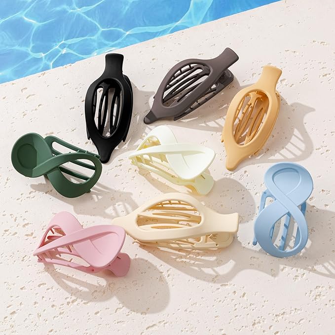 8 Pcs French Flat Hair Clips for Women Matte Claw Clips for Thick & Thin Hair No-Slip Hair Claw Strong Hold Styling Barrettes Accessories