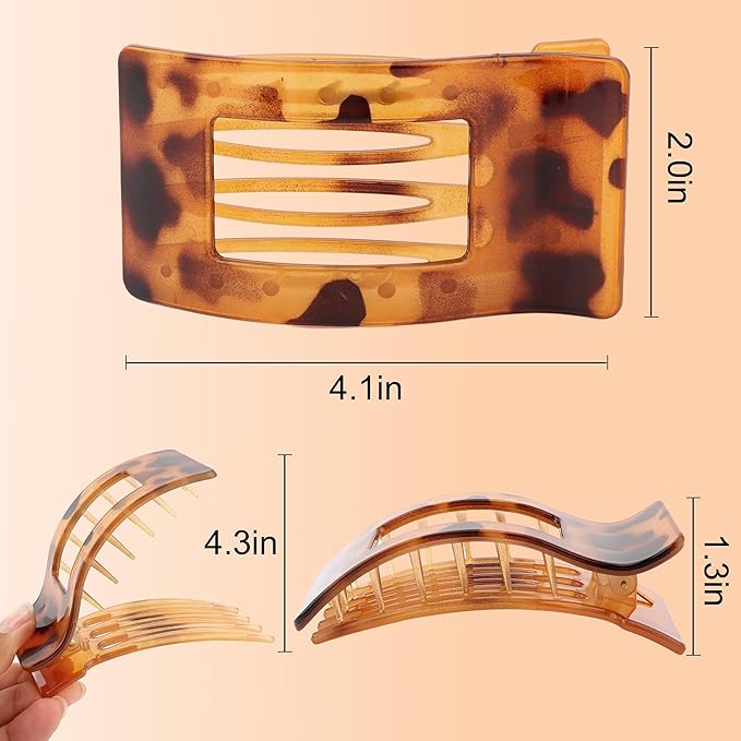 6 Pack Flat Hair Claws Clips for Women, Large Extra Strong & Thick Clips for Thick Fine Hair Styling, Secure Hair Hold Glossy Brown Black
