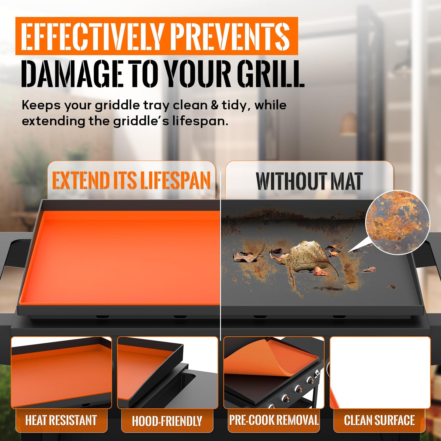 22” Silicone Griddle Mat for Blackstone - Heavy-Duty Food-Grade Griddle Cover & Full Surface Protection, Waterproof, Rust & Dust-Proof, Essential Blackstone Griddle Accessories for Outdoor BBQ
