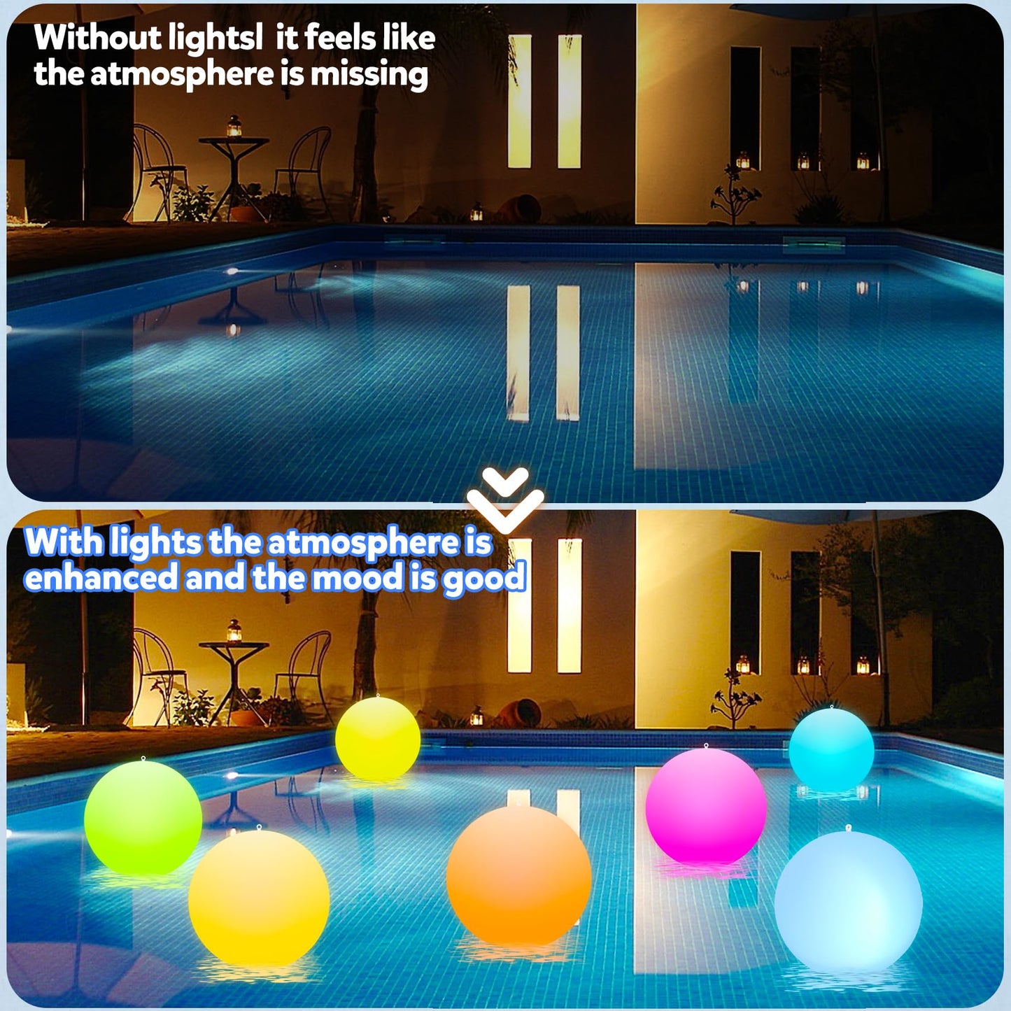 Bud K Solar Floating Ball Pool Lights 4 Pack, 14 inch Floating Pool Lights Solar Powered w/ 16 Light Modes, Inflatable Led Light Pool Balls, Light Up Beach Balls for Pool Decorations Outdoor