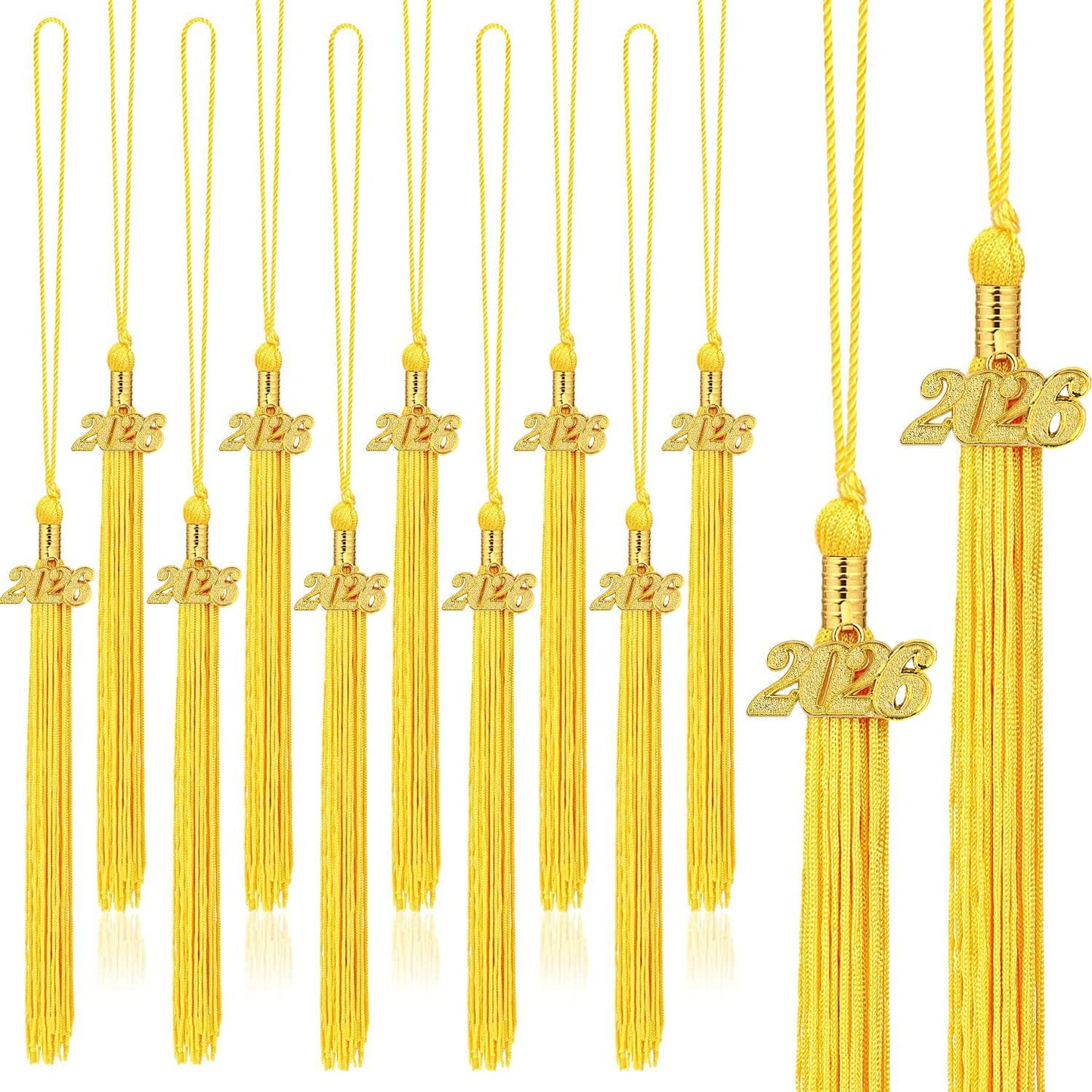 JULMELON 20Pcs Graduation Tassels Academic Graduation Cap Hat Tassel with 2026 Gold Charm for 2026 Graduation Ceremonies Accessories (Gold)