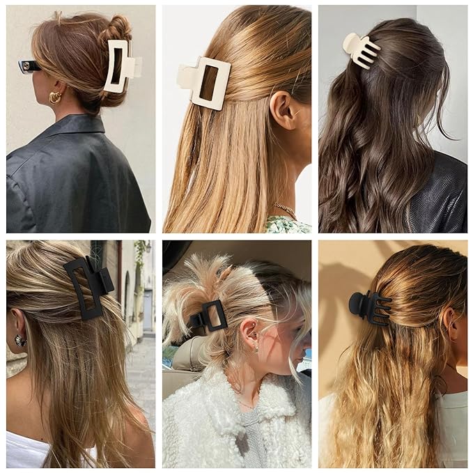 12 Pcs Hair Clips for Women 3 Styles Small Medium Large Claw Clips for Thin Thick Curly Hair, Strong Hold & Non-Slip Clips, Matte Plastic Hair Accessories Ideal Gifts for Women (Black & White)