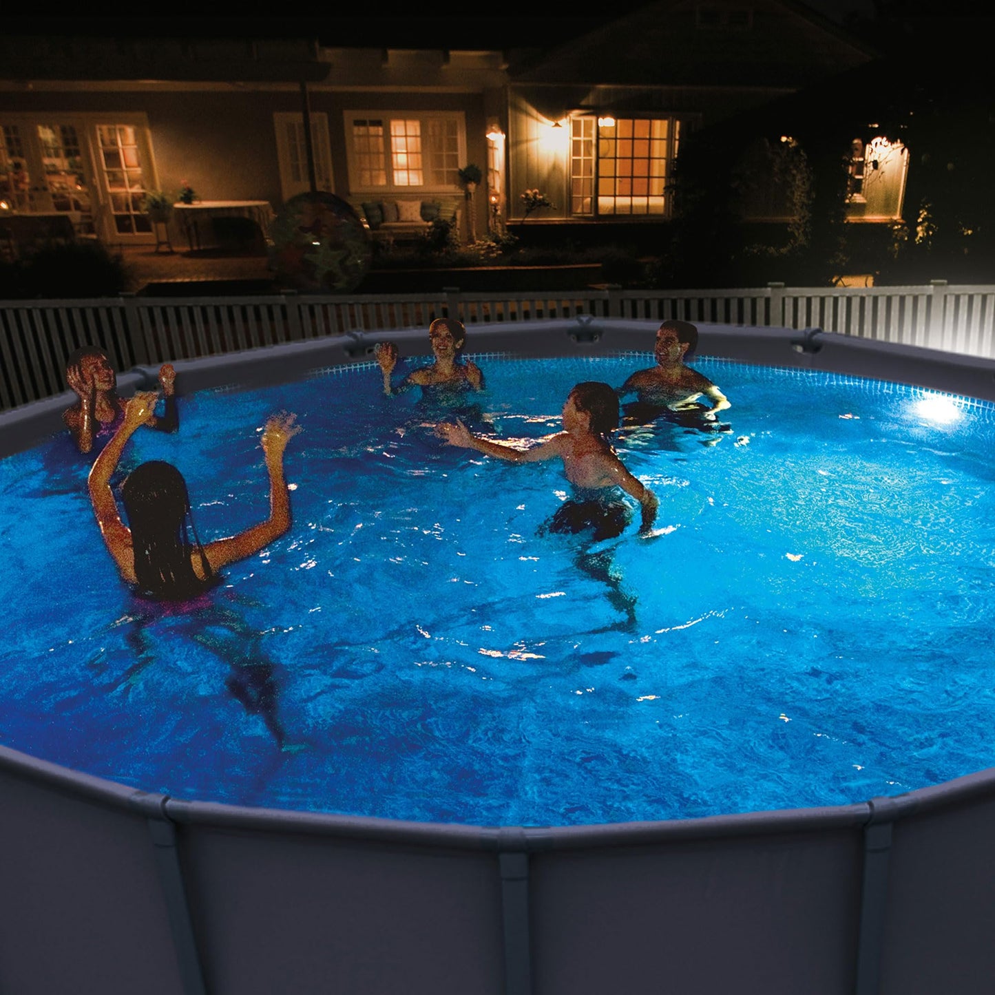 Intex Underwater LED Magnetic Above Ground Wall Pool Light with Magnetic Transmitter and 4 Different Color Options, Multicolor/White