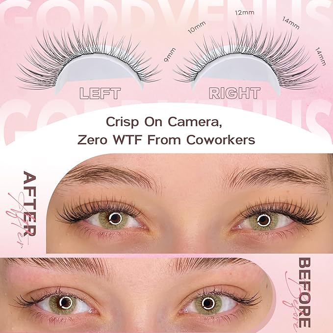 Goddvenus Lash Clusters Kit 9-14mm Wispy Eyelash Clusters Lashes Natural DIY Lash Extension Kit Short Cluster Eyelash Extensions Kit 300pcs C Curl Individual Lashes Cluster Eyelash (With Tweezers)