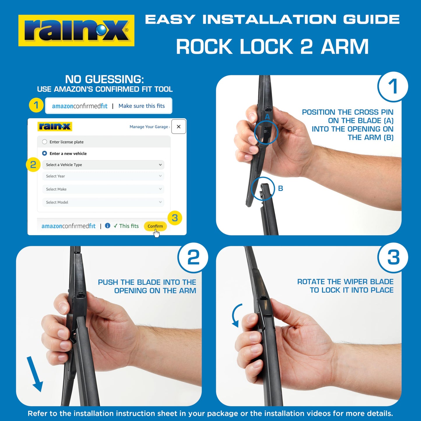 Rain-X 850211 RearView Wiper Blade 11", OEM Replacement Rear Windshield Wiper, Interchangeable Adapter for Easy Installation, All-Weather & All-Season Performance, Composite