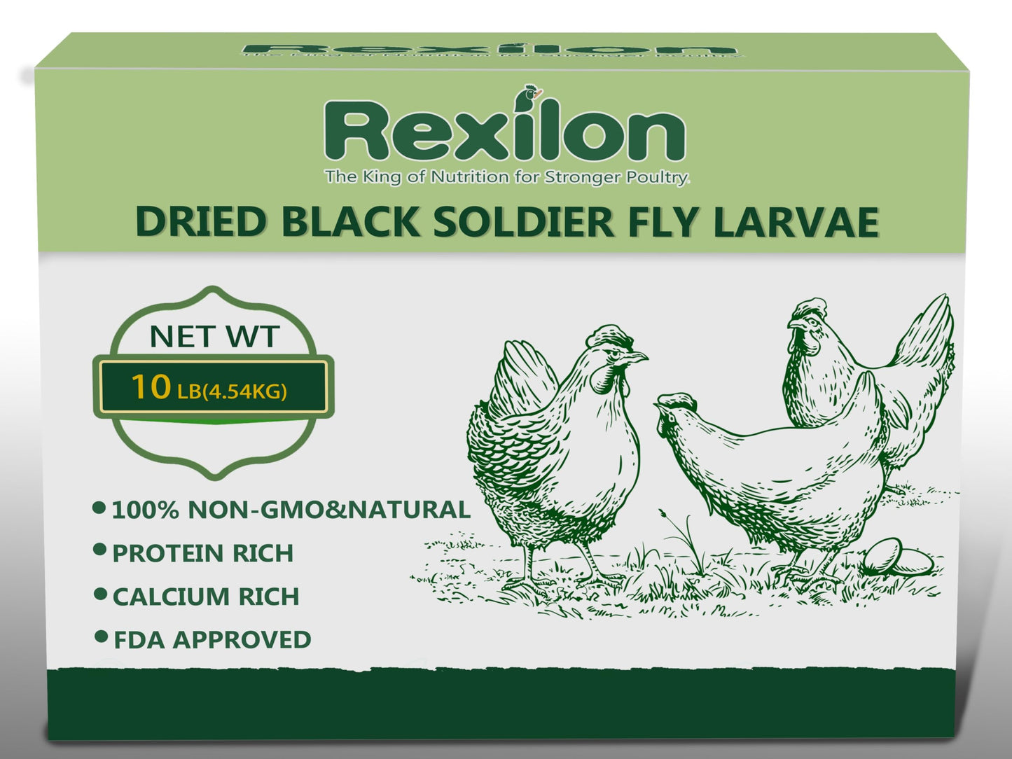 Rexilon 10lb Dried Black Soldier Fly Larvae â Pure Natural, High Protein & Calcium Chicken Feed, Cost-Effective and Premium Quality