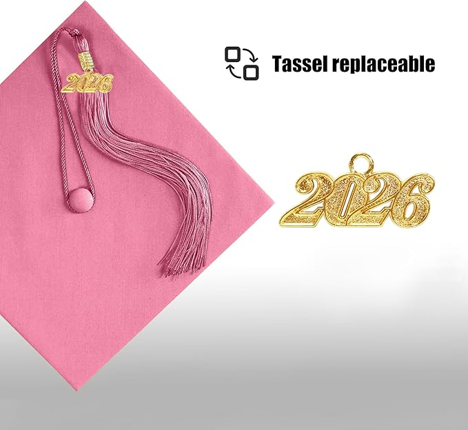 Graduation Cap with 2026 Tassel Year Charm Black Graduation Cap for High School & Bachelor