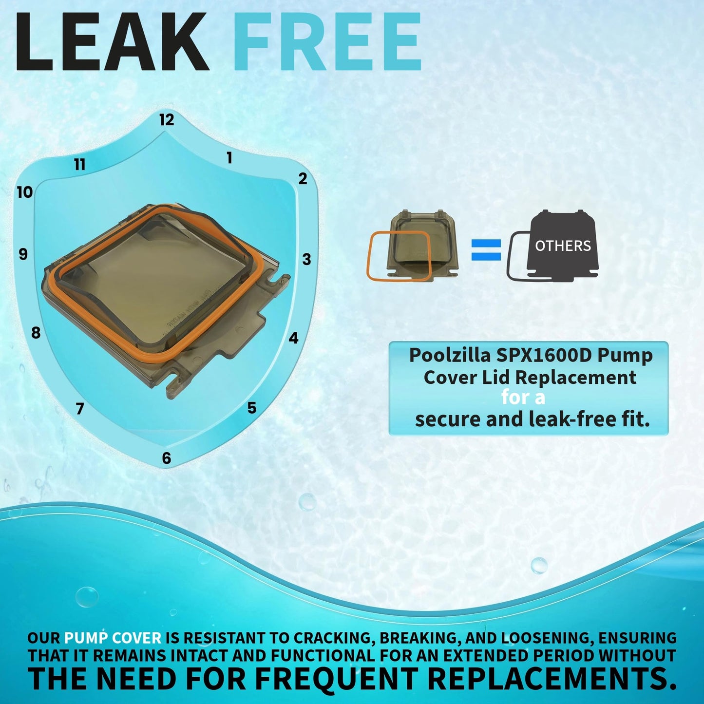 Poolzilla Pump Cover Lid Replacement with Gasket, Compatible with Hayward Super Pump SPX1600D SP1600X5 SP1605X7 SP1607X10 SP1608X10 SP1610X15 SP1611X15 SP1615X20 SP1616X20 SP1621X25, Heavy-Duty Design