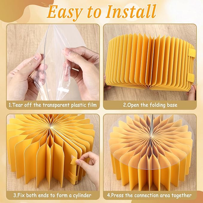 6Pcs Buffet Risers, Food Risers for Table, Foldable Cake Display Stands, Tall Cardboard Cupcakes Stand for Show Catering Desserts Jewelry Wedding Birthday Party Decoration (Yellow White)