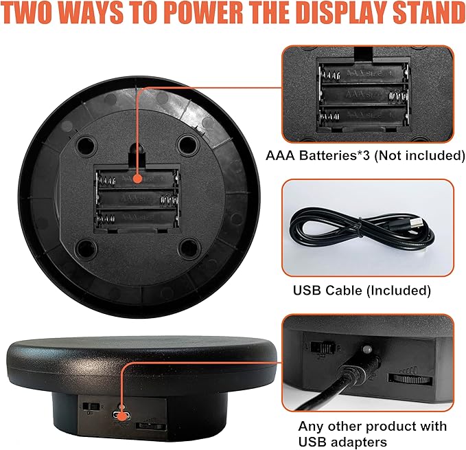 6.3 inch / 4.4LBS Load, 360 Degree Electronic Turntable Display Stand for Photography Products (16CM Black)