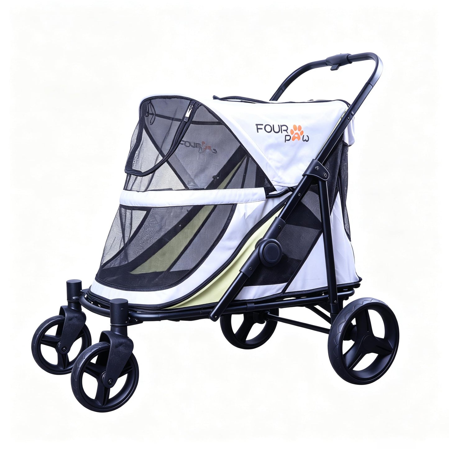 FOURPAW Dog Stroller for Medimu/Large Dogs - Easy Fold Dual Entry Pet Stroller with One-Foot Brake,Ideal up to 80 lbs.
