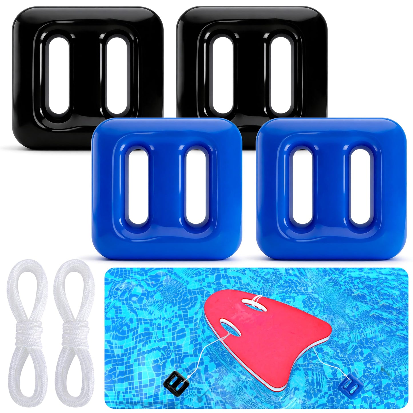 DECOHS 4 Pack 150g Pool Float Anchor Replacement Set, Pool Fountain Float Weight with String, Pools Weight Floating Anchor for Lake Floats Fountains Swimming Areas