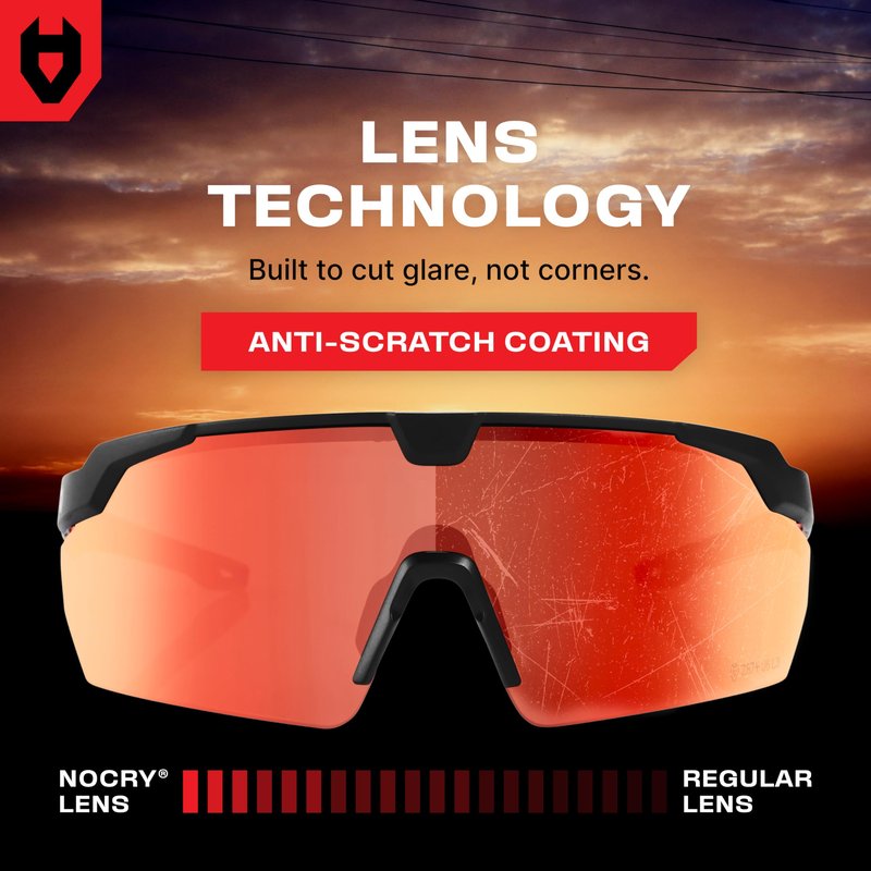 NoCry ANSI Z87 Sunglasses For Men or Women with Anti-Scratch and 100% UV Protection — High Contrast Lens Tinted Safety Glasses for Men — Perfect Z87 Safety Glasses or Safety Sunglasses