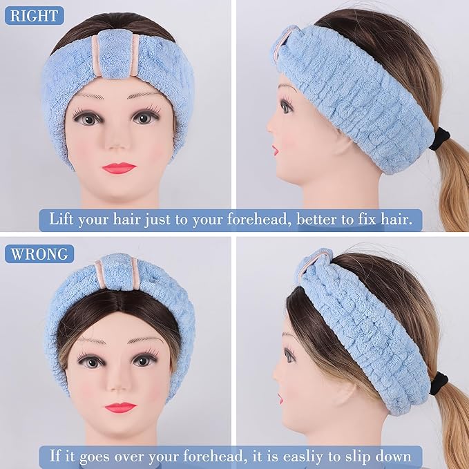 9 Pcs Spa Headband for Washing Face,Skincare Headband and Wristband Set,Women Teen Girls Facial Hairbands for Washing Face, Makeup, Sports, Yoga (apricot + blue + orange pink)